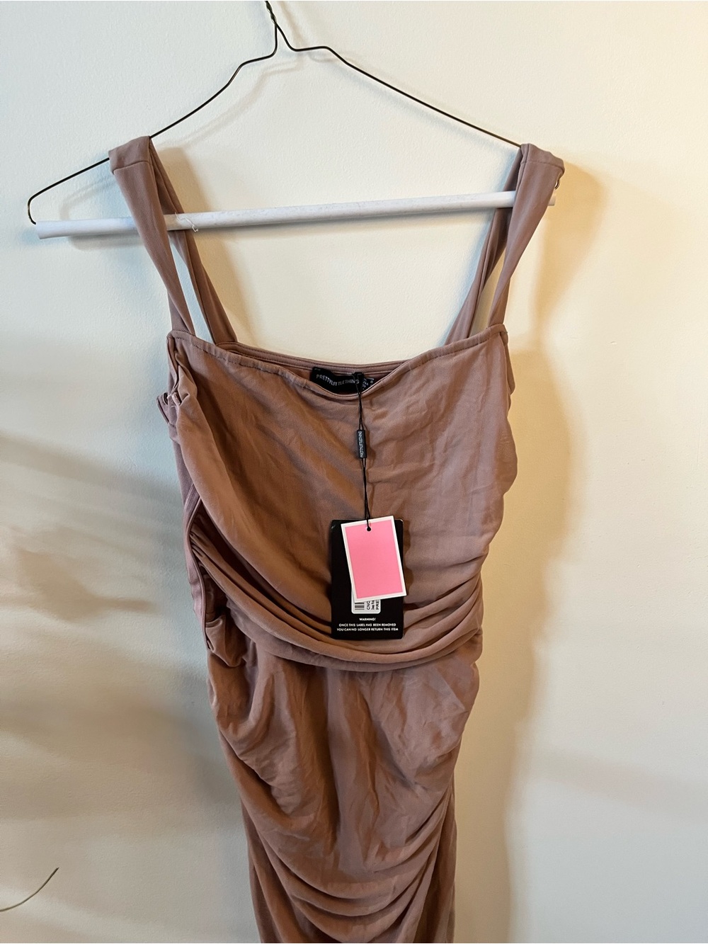 PrettyLittleThing Dusty Mauve Ruched Dress